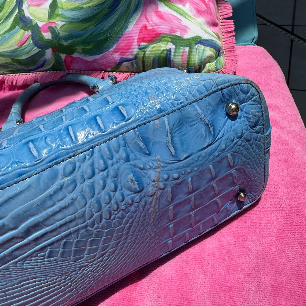 💙Brahmin Blue Crocodile-Embossed Leather Satchel💙 - Picture 14 of 15